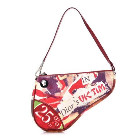 CHRISTIAN DIOR Canvas Le Victim Mini Saddle Pochette Red 